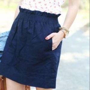 J Crew Navy Blue Linen Sidewalk Skirt 6
